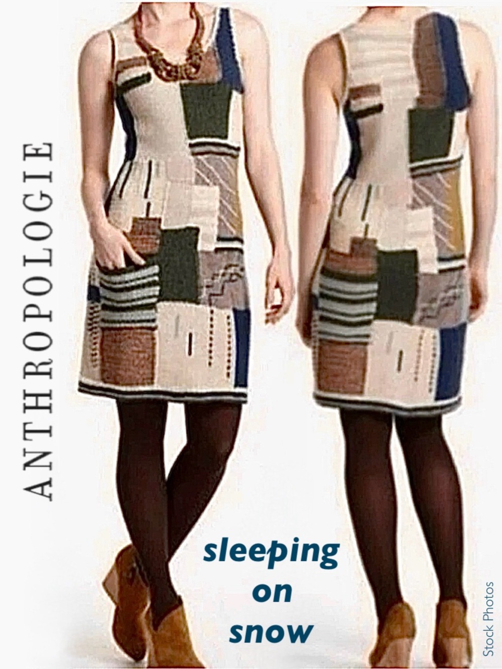 Anthropologie Sleeping on Snow Knitted Patchwork Sleeveless Sweater Dress (S/P)